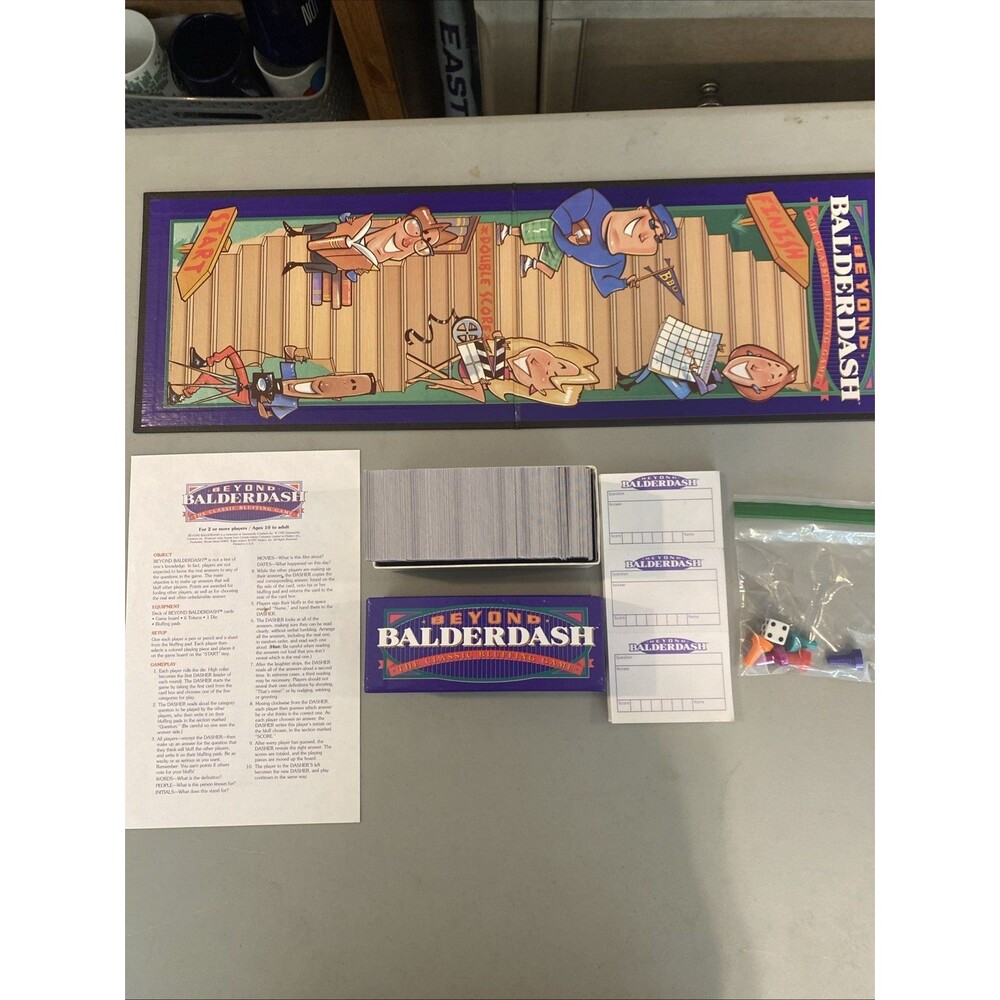 Beyond Balderdash Board Game Complete Cards Near Complete Pieces Milton Bradley